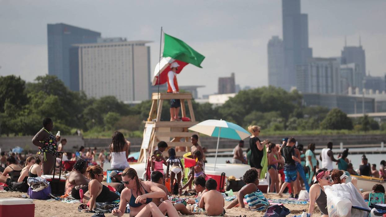 Residents cool off at Chicago's 31st Street Beach in 2019.