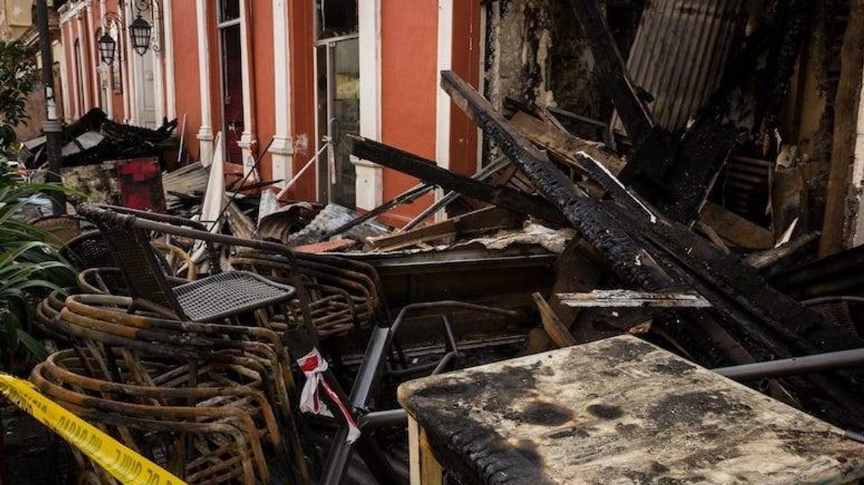 Restaurant, Burned, Looted, Patio, Furniture