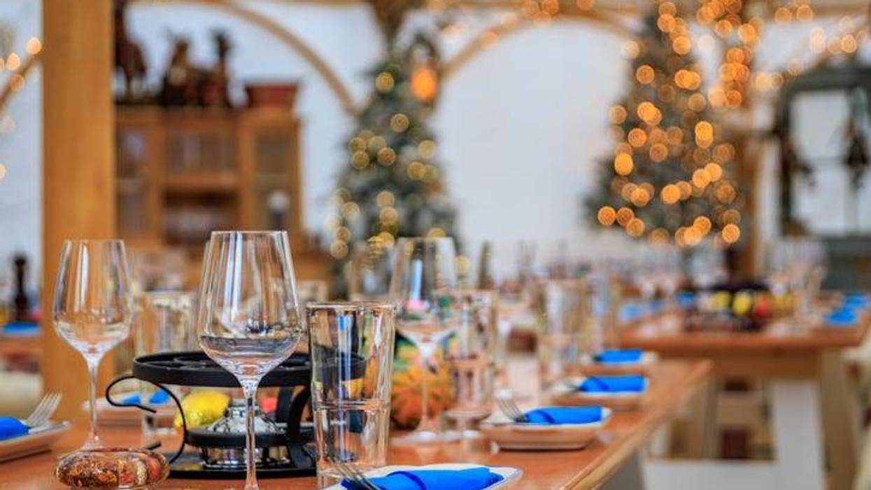 Restaurant decked out in Christmas decor