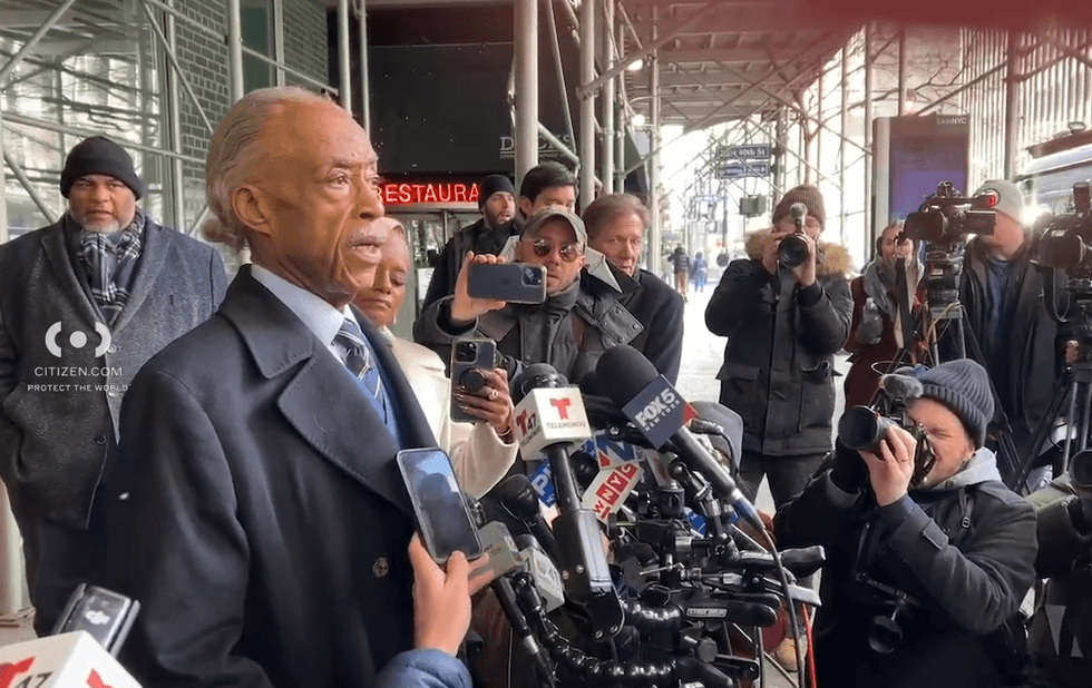 Rev. Al Sharpton speaks to reporters in Midtown Manhattan on Feb. 18, 2025