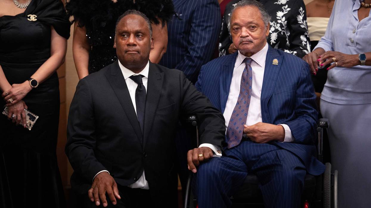 Rev. Jesse Jackson (right) at a July 2025 meeting of the National Bar Association, with his son, Rep. Jonathan Jackson (D-1st District).