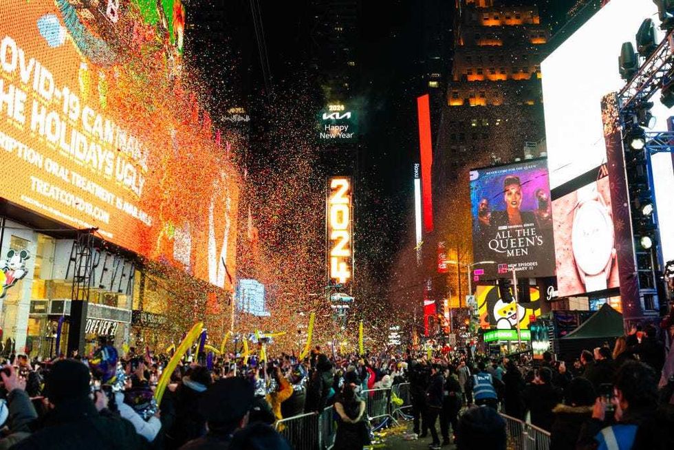 Revelers celebrate New Year