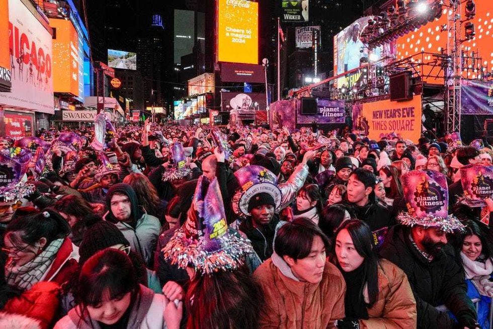 Revelers wait for the annual New Year