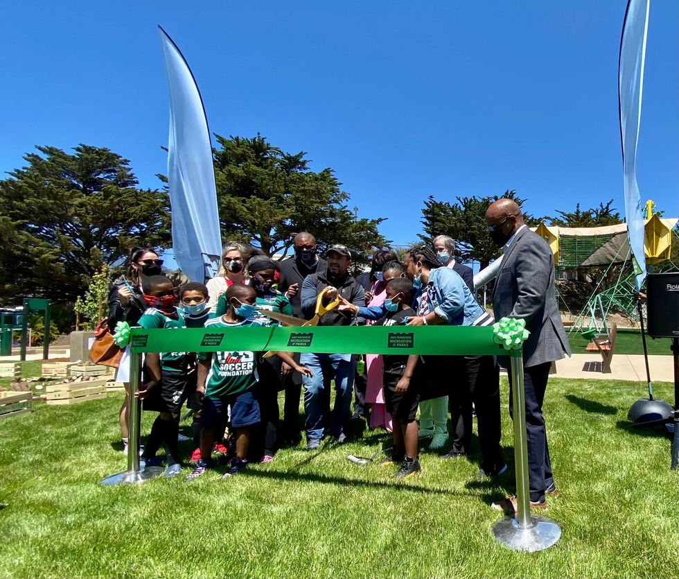 Ribbon cutting at renovated multi-million dollar Shoreview Park in Bayview-Hunters Point, San Francisco, June 7, 2021.