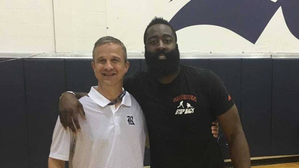Rice coach Scott Pera, who coached James Harden in high school and college, and the newest 76ers star.
