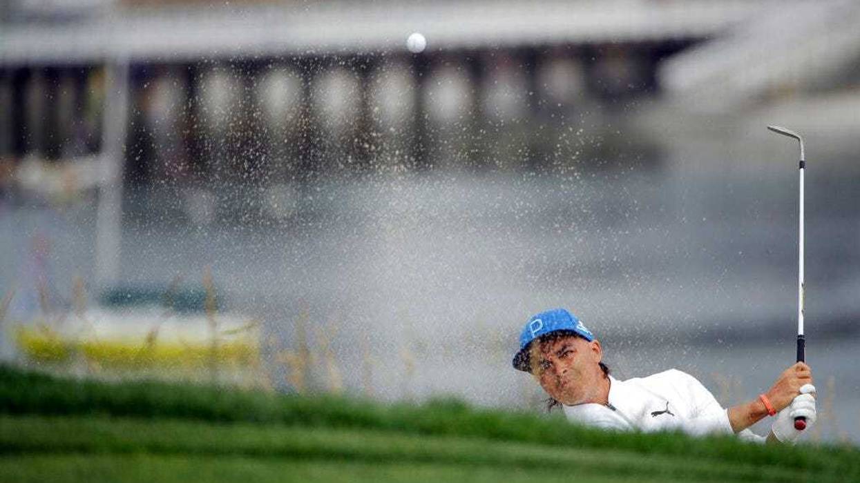 Rickie Fowler hits out of the bunker on the sixth hole during the first round of the U.S. Open Championship golf tournament Thursday, June 13, 2019, in Pebble Beach, Calif. Fowler finished the round at 5-under par, 66.(