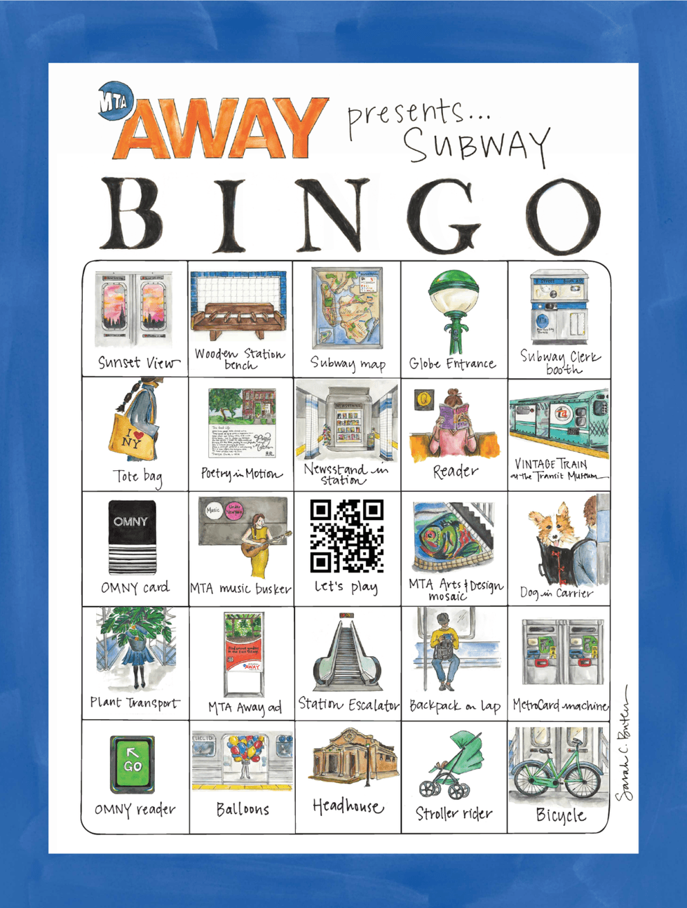 Riders can download a "Subway Bingo" card and play to win a number of prizes