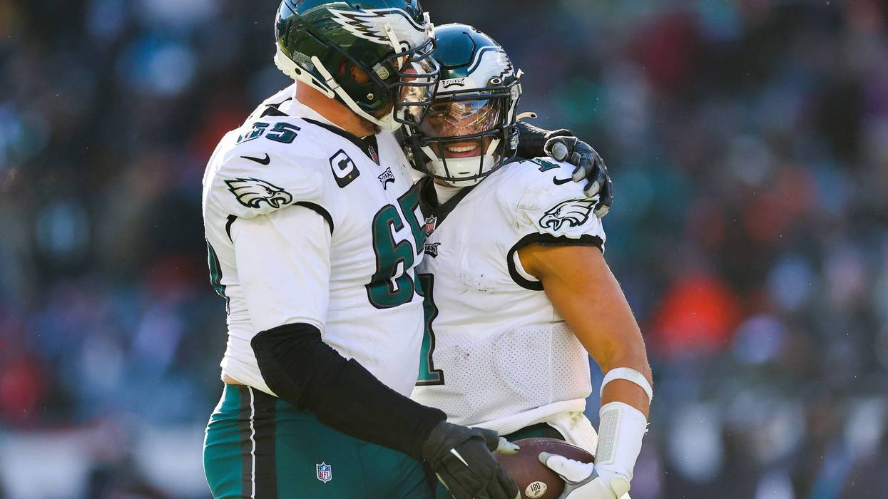 Right: Philadelphia Eagles quarterback Jalen Hurts.