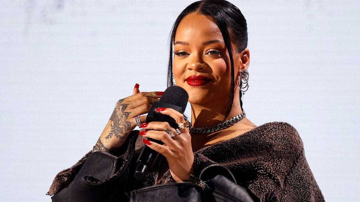 Rihanna speaks during the Super Bowl LVII Pregame & Apple Music Halftime Show press conference at Phoenix Convention Center on February 09, 2023 in Phoenix, Arizona. (Photo by Mike Lawrie/Getty Images)