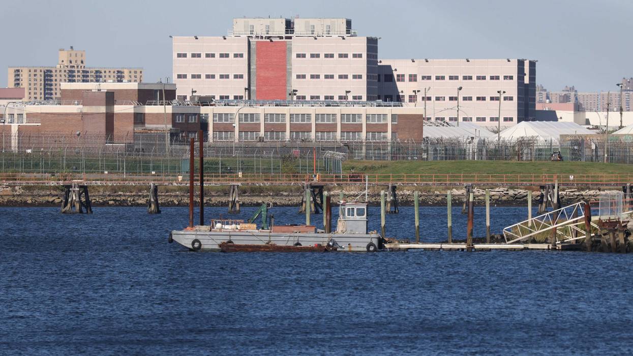 Rikers Island is seen from Queens