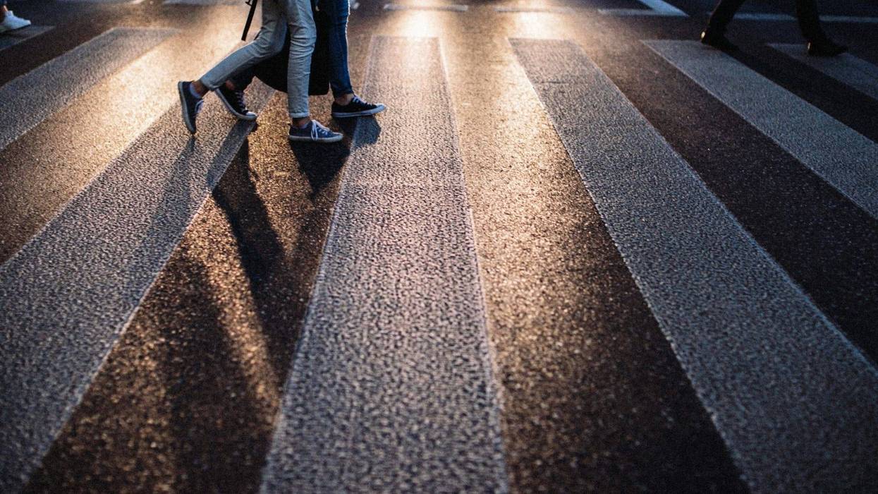 Road crossing at night - stock photo