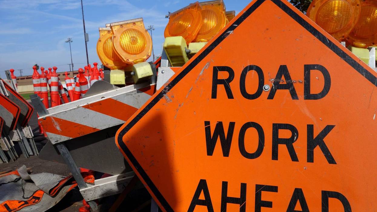 Road Work Ahead signs