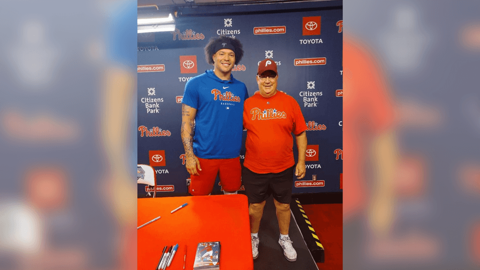 Rob Rickenbach with Phillies starting pitcher Taijuan Walker.