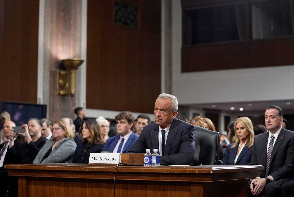 Robert F. Kennedy Jr. arrives to testify before the Senate Finance Committee during a confirmation hearing on his nomination to be Secretary of Health and Human Services on Jan. 29, 2025, in Washington, DC.