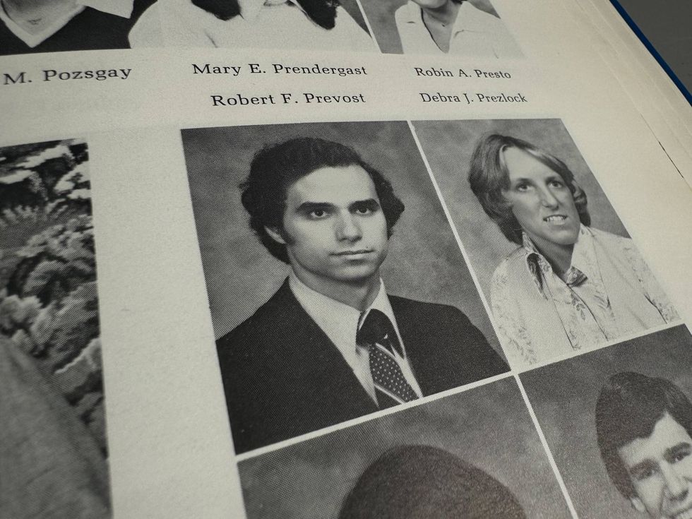 Robert Prevost, the new pope of the Catholic Church, is seen above in his 1977 graduation yearbook photo at Villanova University.