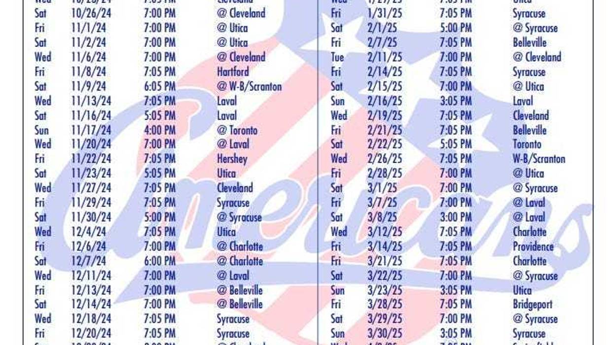 Rochester Americans 2024-2025 Schedule