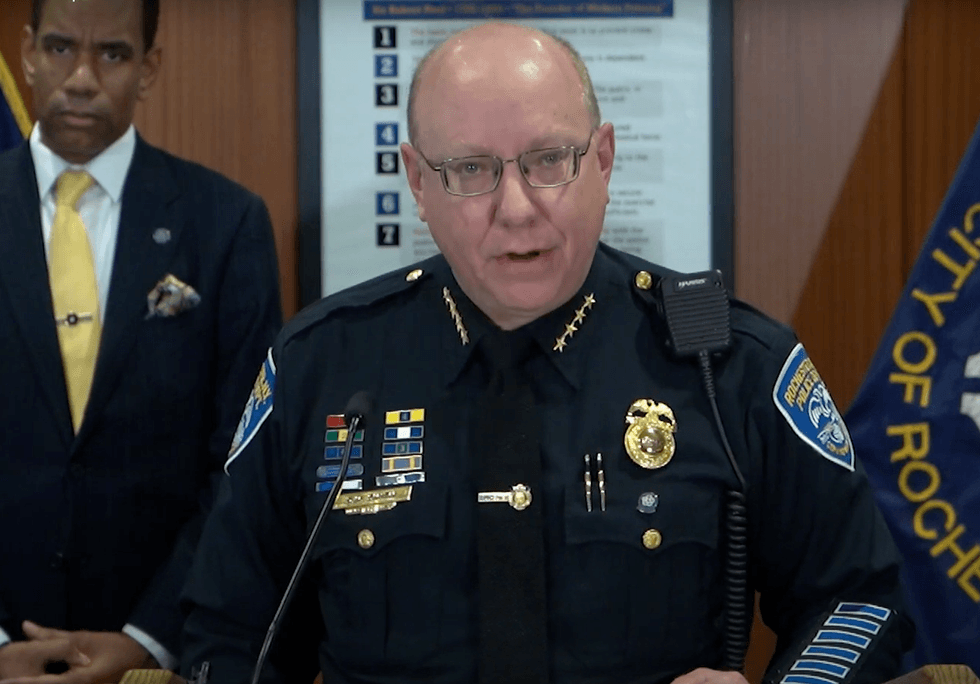 Rochester Police Chief David Smith is seen at a news conference on the crash
