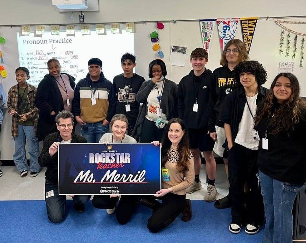 Rocky & Lissa with Ms. Merrill and her students