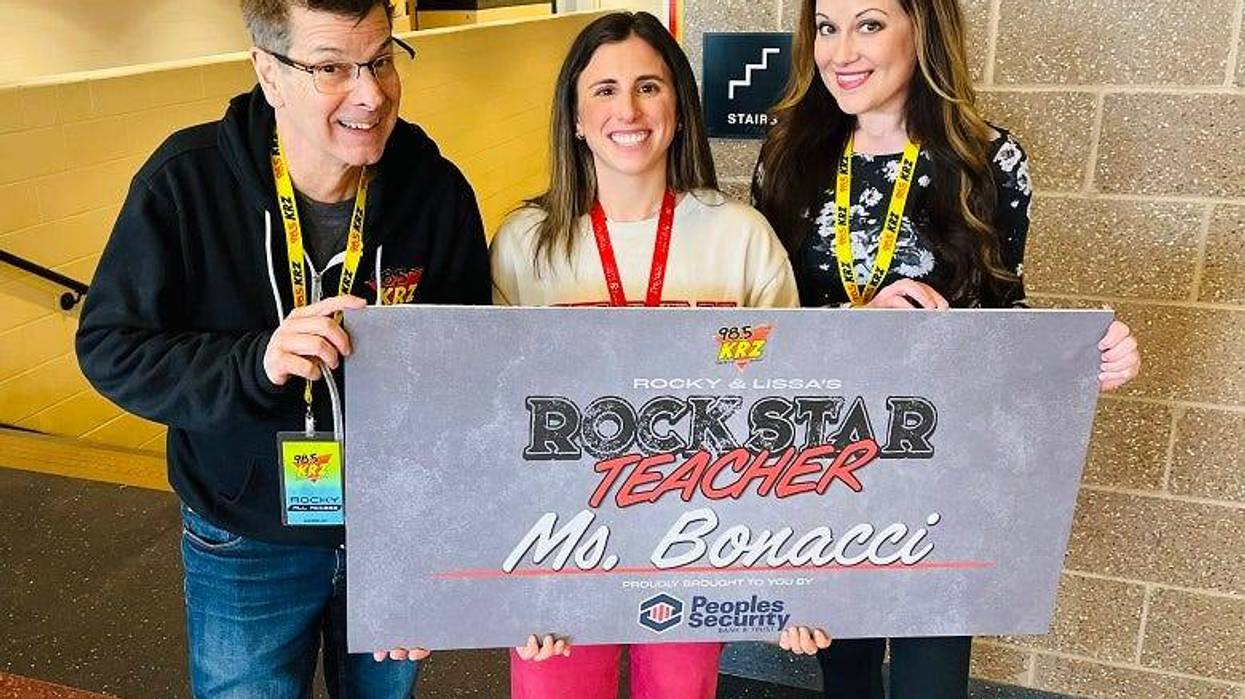 Rocky & Lissa with Rockstar Teacher winner Ms. Bonacci