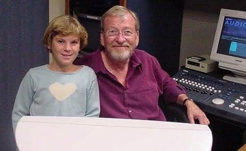 Ron Reynolds taking his granddaughter to work at KCBS Radio.