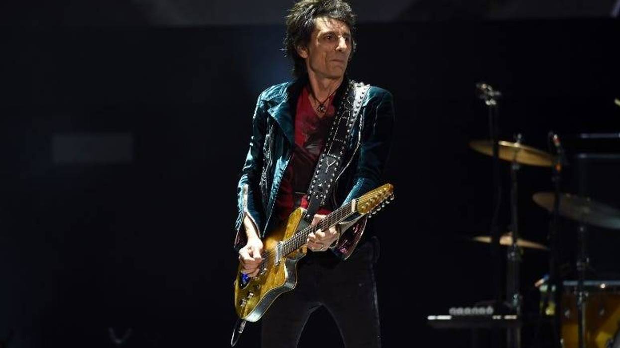 Ronnie Wood of The Rolling Stones performs during Desert Trip at the Empire Polo Field on October 14, 2016
