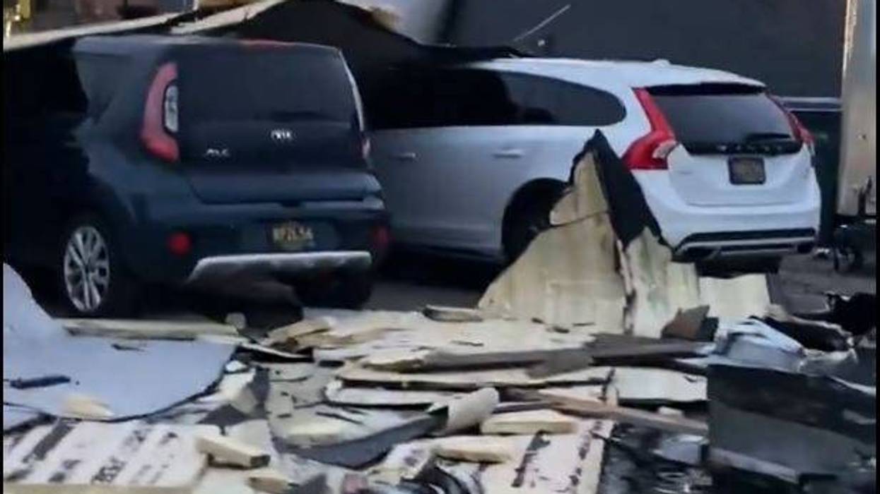 Roof debris in parking lot