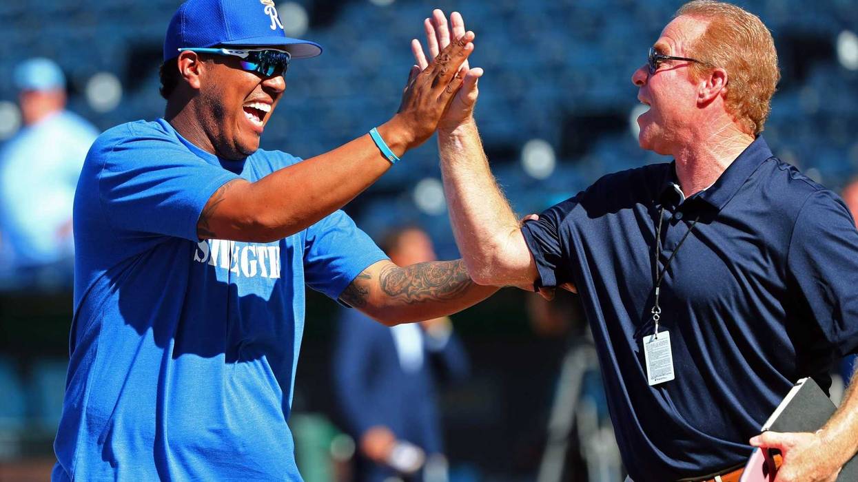 Royals catcher Salvador Perez, broadcaster Rex Hudler
