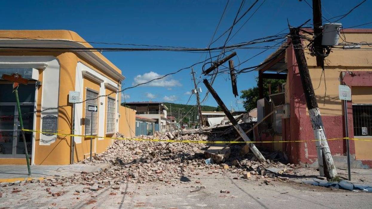 Rubble covers the street after a 6.4 earthquake hit just south of the island on January 7, 2020 in Guayanilla, Puerto Rico.