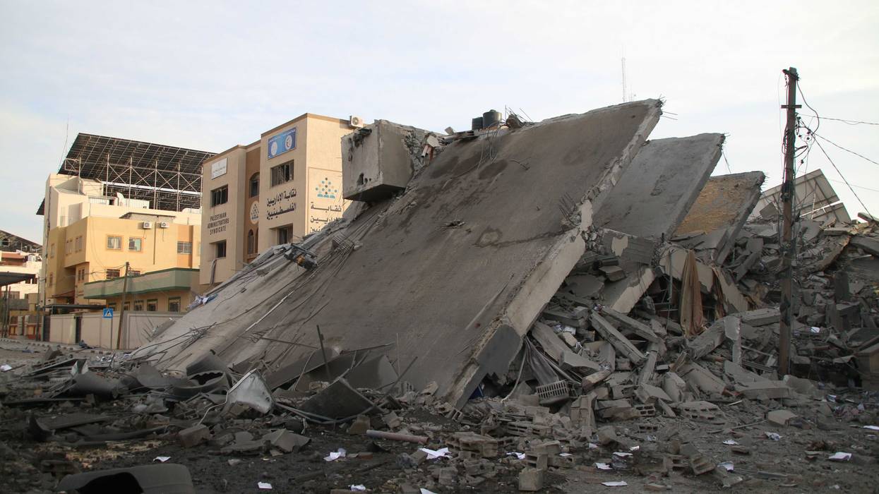 Rubble in Gaza City after Israeli airstrikes