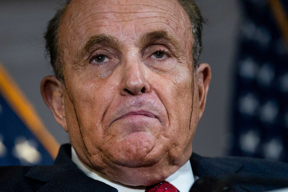 Rudy Giuliani speaks to the press about various lawsuits related to the 2020 election, inside the Republican National Committee headquarters on November 19, 2020 in Washington, DC.