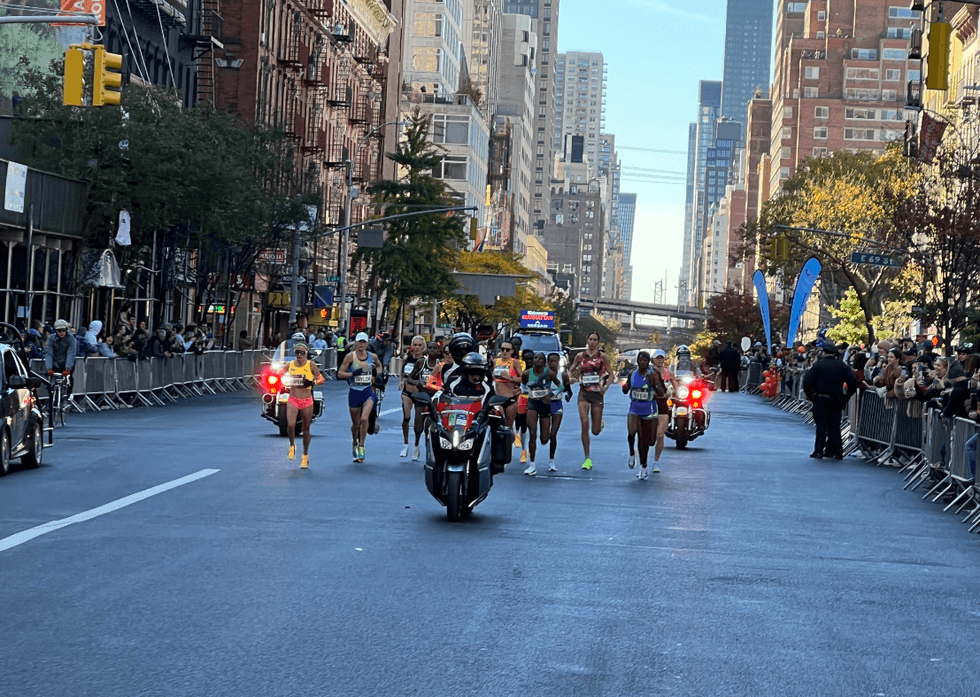 Runners making their way down First Avenue on Nov. 3, 2024, for the TCS New York City Marathon.