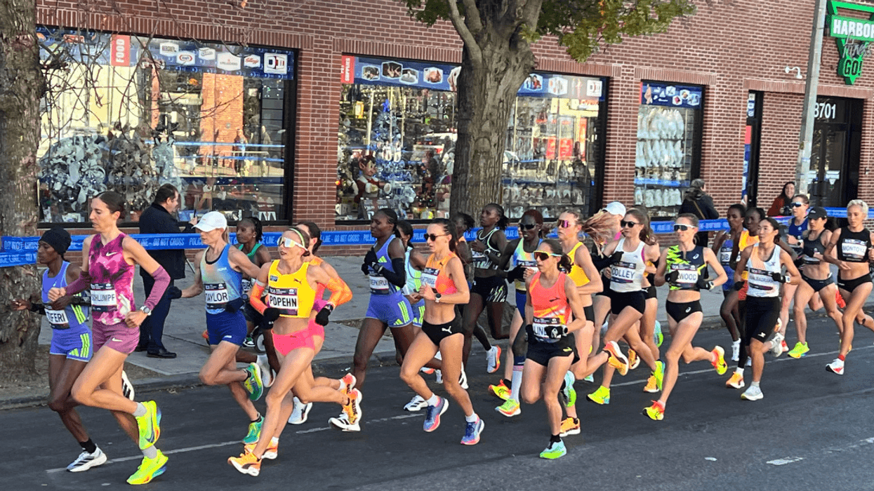 Runners making their way through Bay Ridge on Nov. 3, 2024, for the TCS New York City Marathon.