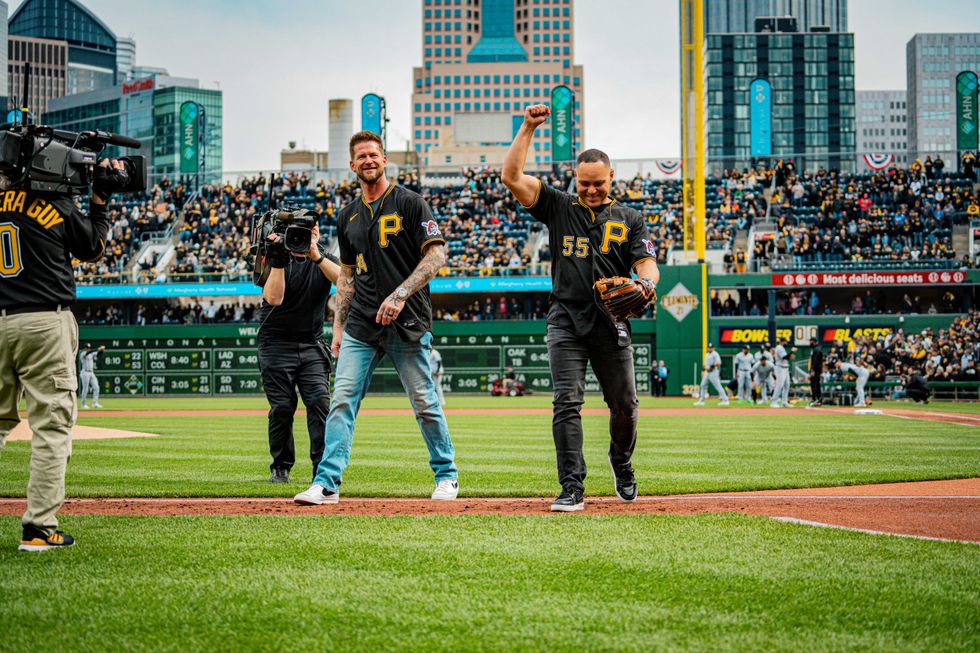 Russell Martin and AJ Burnett coming off the field