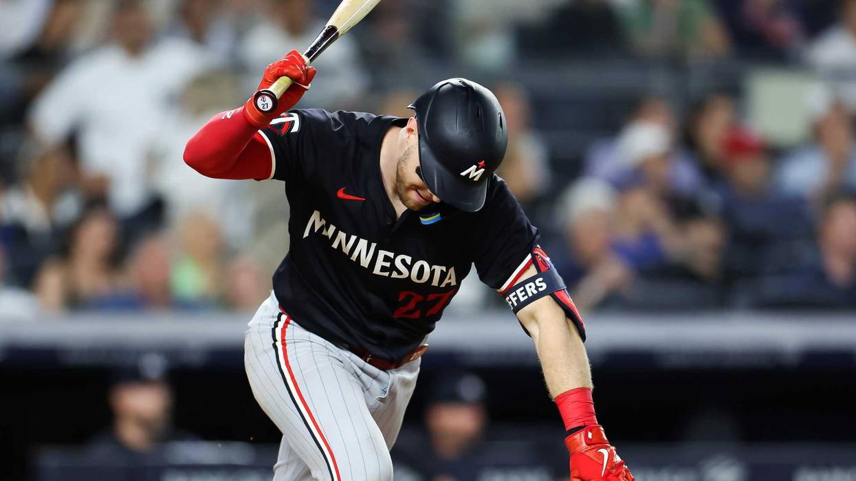 Ryan Jeffers #27 of the Minnesota Twins reacts after a groundout against the New York Yankees during the sixth inning at Yankee Stadium on June 05, 2024 in the Bronx borough of New York City.