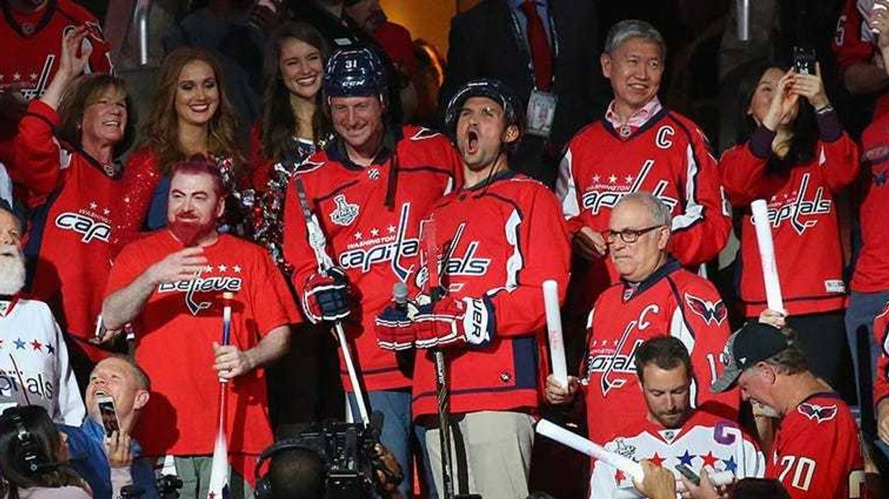 Ryan Zimmerman takes slap shots from Ovi at Caps practice