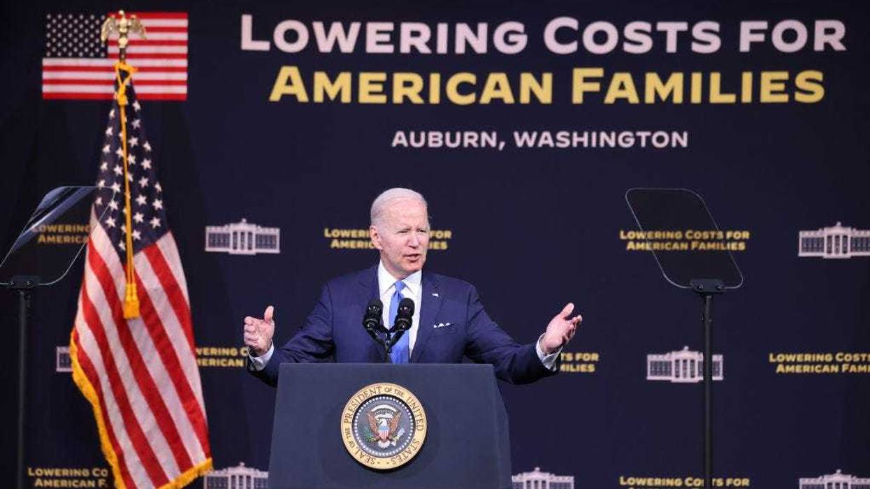 .S. President Joe Biden speaks about the high cost of prescription drugs and child care at Green River College on April 22, 2022 in Auburn, Washington. Biden is on a multi-day trip to the Pacific Northwest, with stops in Portland and Seattle. (Photo by Karen Ducey/Getty Images)