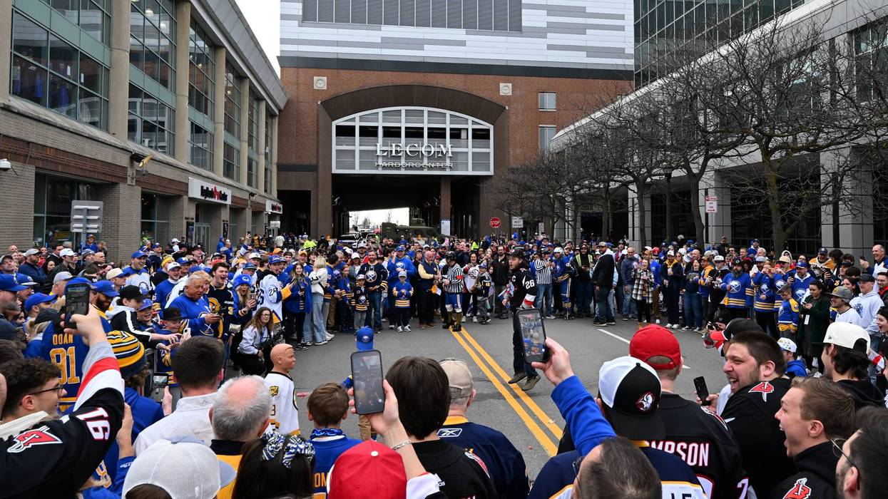 Sabres fans before a playoff game in Buffalo