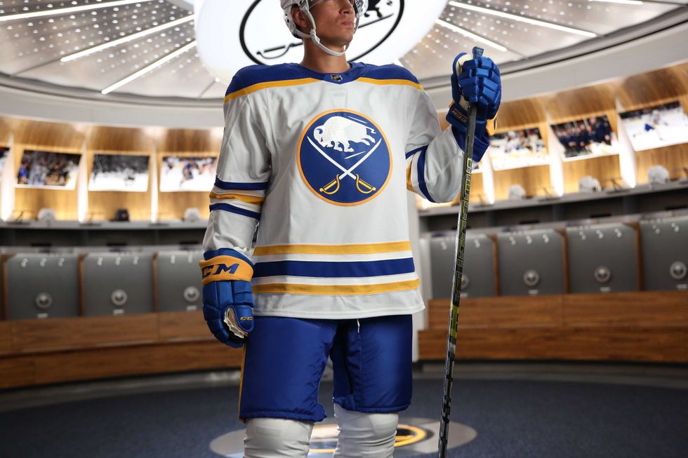 Sabres royal blue away jerseys