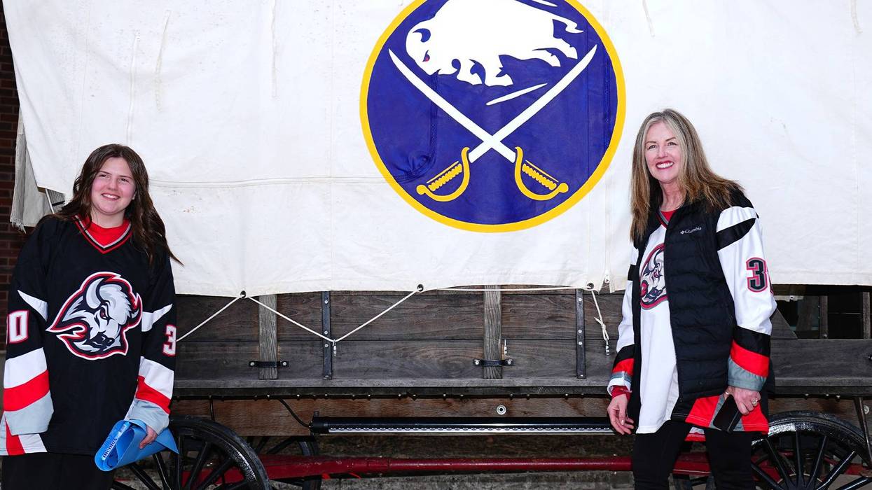 Sabres Wagon in front of KeyBank Center