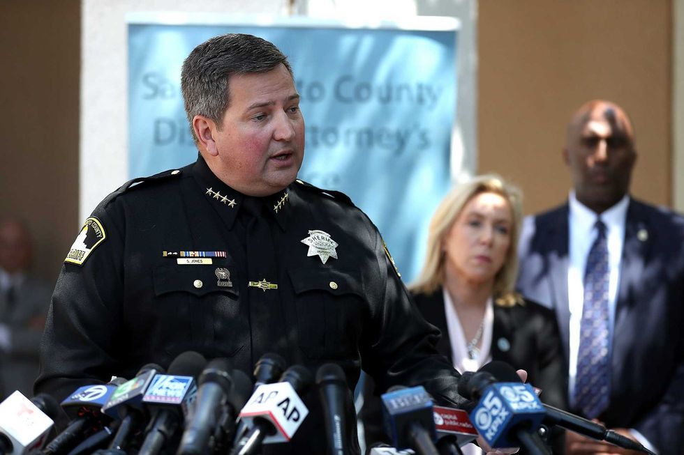 Sacramento sheriff Scott Jones speaks about the arrest of accused rapist and killer Joseph James DeAngelo during a news conference on April 25, 2018 in Sacramento, California.