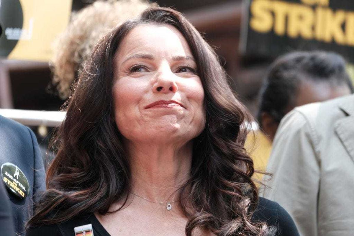 SAG-AFTRA President Fran Drescher joins picketers at New York City Hall on Tuesday as members of the actors SAG-AFTRA union continue to walk the picket line with screenwriters outside of major studios across the country on August 01, 2023 in New York City.