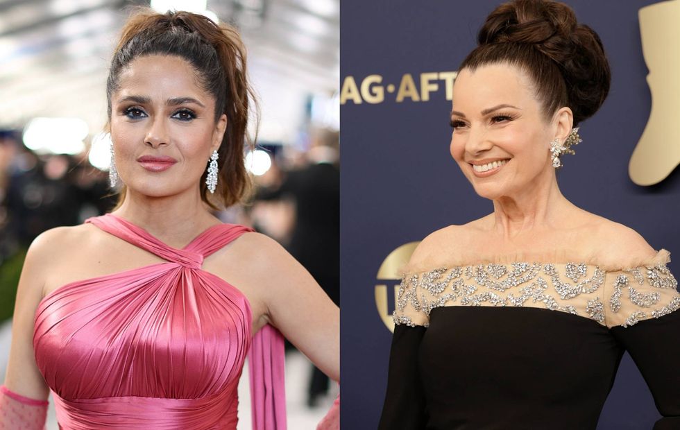 Salma Hayek and Fran Drescher bond during wardrobe malfunction: ‘Are you videotaping this?’
