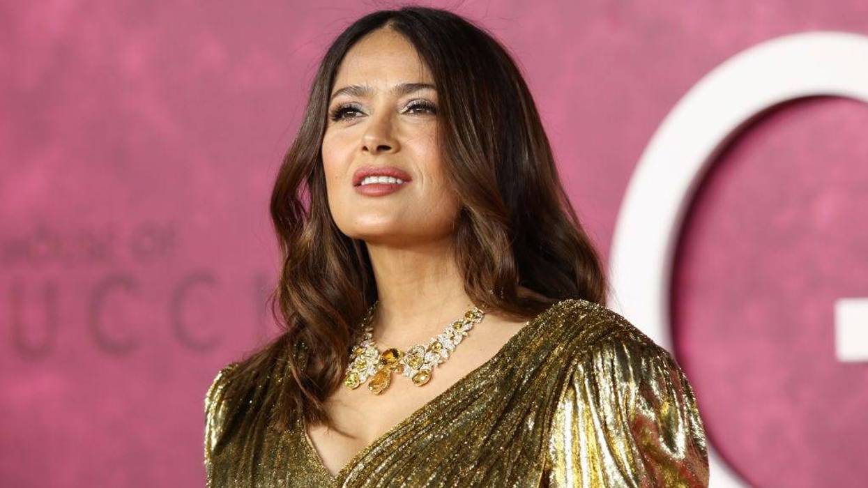 Salma Hayek attends the UK Premiere Of "House of Gucci" at the Odeon Luxe Leicester Square on November 09, 2021 in London, England