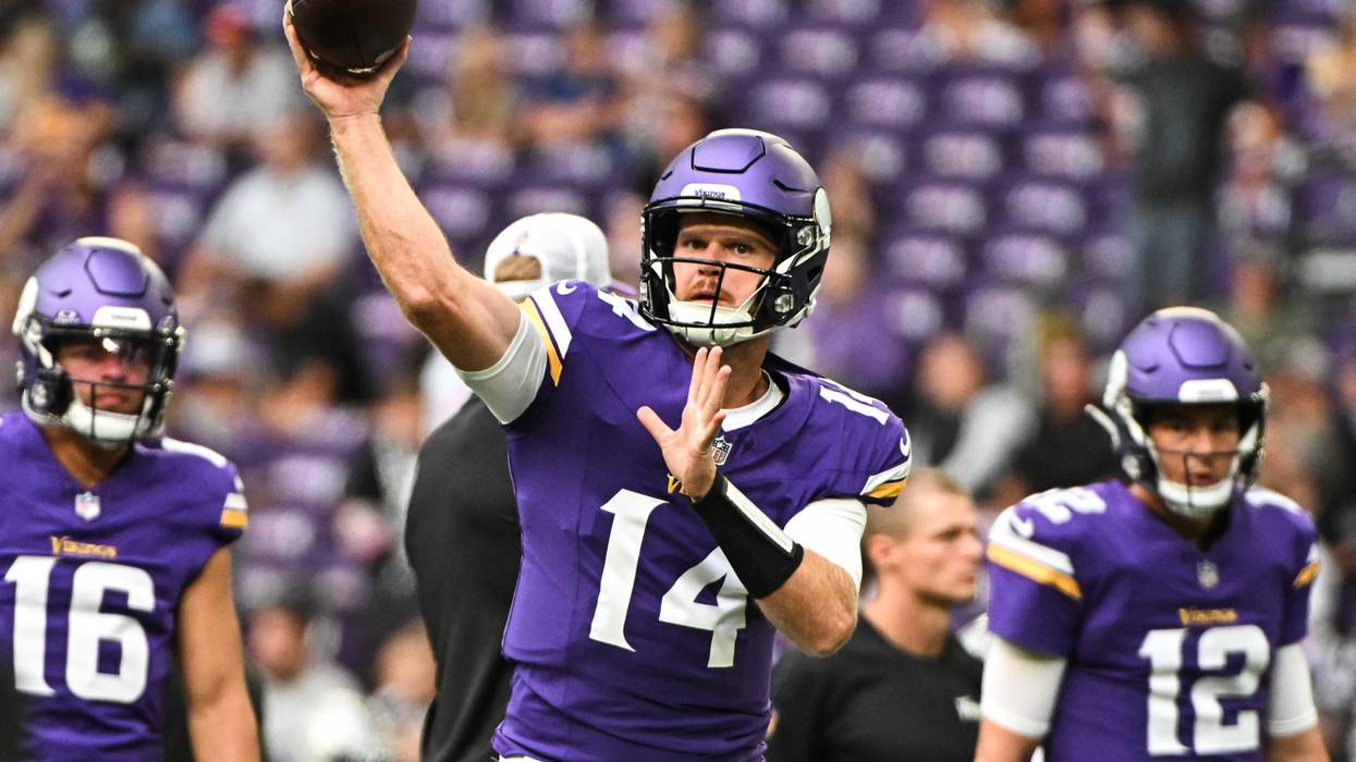 Sam Darnold #14 of the Minnesota Vikings will be the new starter at QB, the first time in seven seasons it won't be Kirk Cousins under center to start the year.