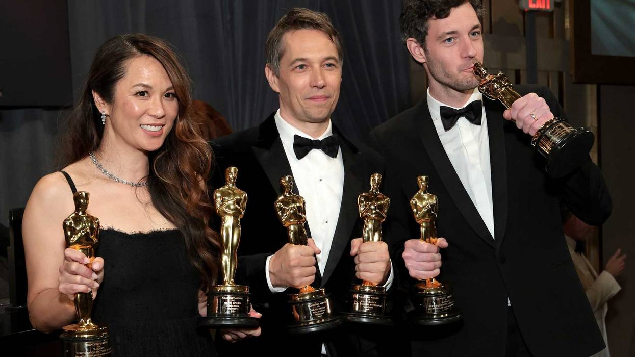 Samantha Quan, Sean Baker and Alex Coco, winners of the Best Picture for “Anora"