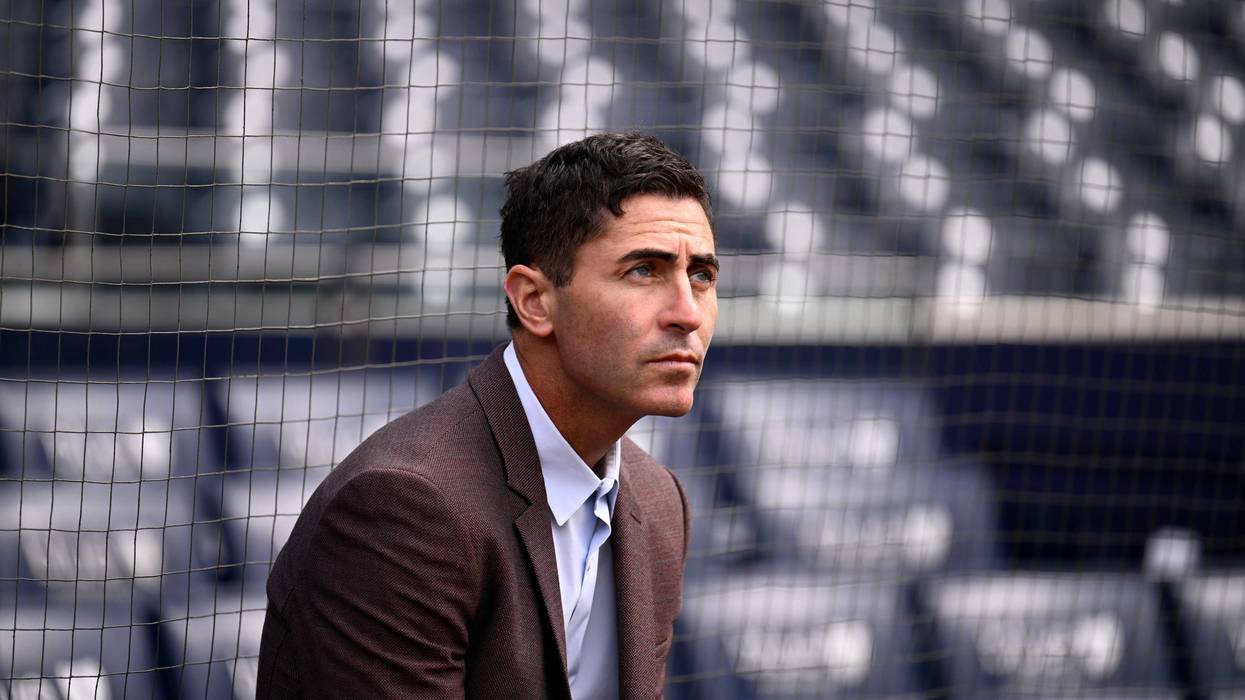 San Diego Padres general Manager A.J. Preller looks during batting practice