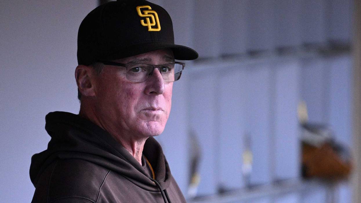 San Diego Padres manager Bob Melvin looks on from the dugout