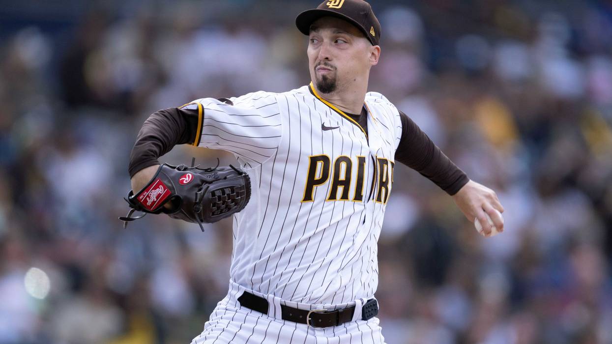 San Diego Padres starting pitcher Blake Snell (4) throws a pitch against the Chicago Cubs during the first inning at Petco Park.