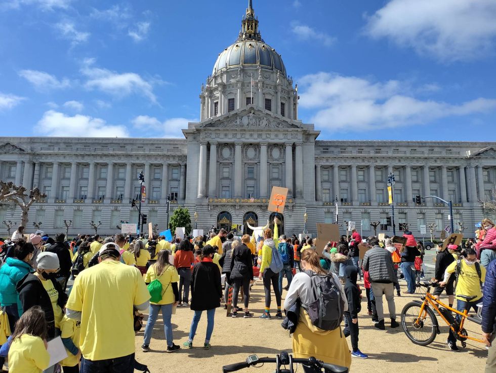 San Franciscans rally for the reopening of public schools amid the COVID-19 pandemic.