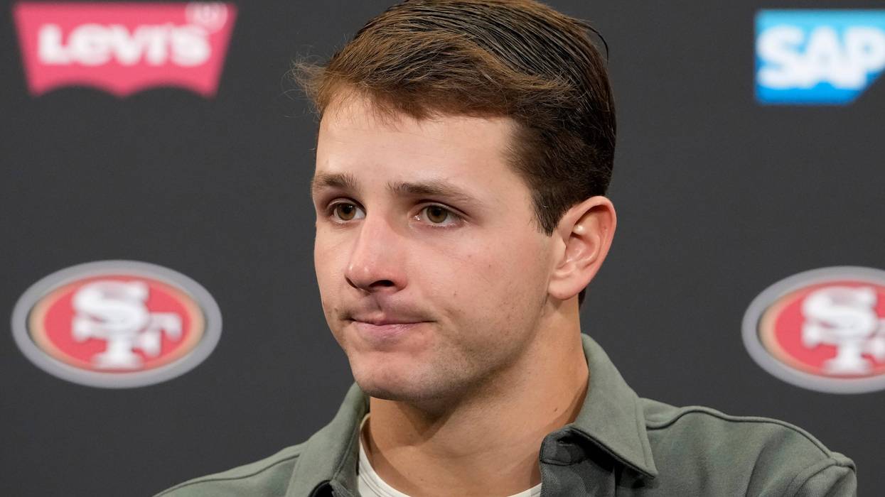 San Francisco 49ers quarterback Brock Purdy speaks at a news conference after an NFL football game against the Seattle Seahawks in Santa Clara, Calif., Sunday, Nov. 17, 2024.